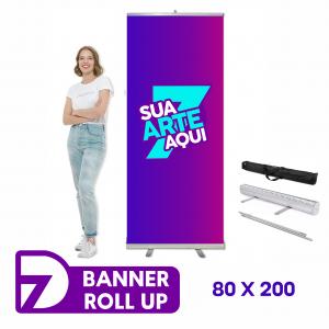Banner roll-up - Personalizado Estrutura metálica - Impressão em lona 80x200 4x0   